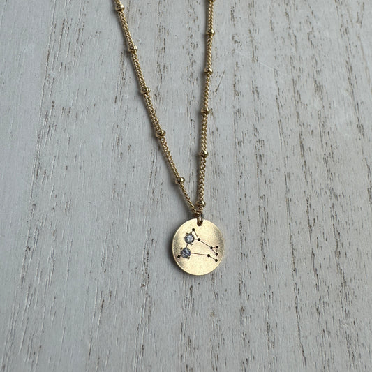 Aries Constellation Disc Necklace | 14k Gold Filled