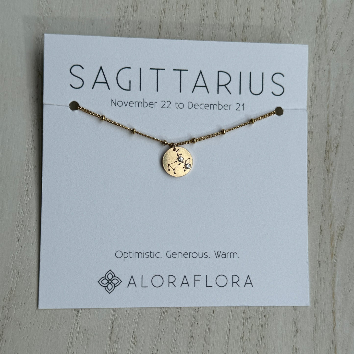 Sagittarius Constellation Disc Necklace | 14k Gold Filled